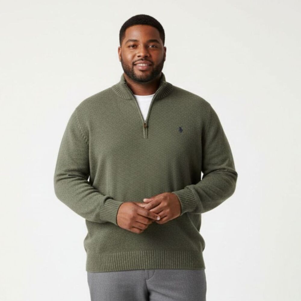Ralph Lauren Polo Gray Knit Long Sleeve Zip Neck Sweater XL